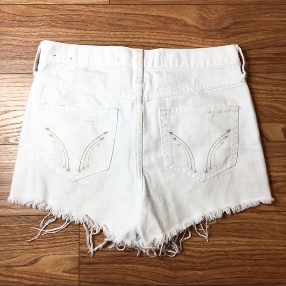 Hollister shorts women’s sz 25 denim fringe white - Picture 3 of 4
